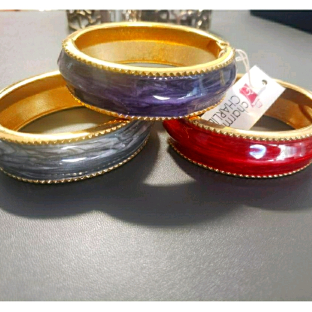 3-pc Bracelet Set: Gray, Purple, and Deep Red